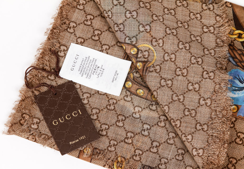 Gucci new monogram blue flower shawl