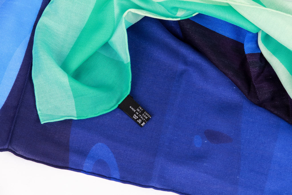 Chanel Blue Clouds Sarong With Pouch