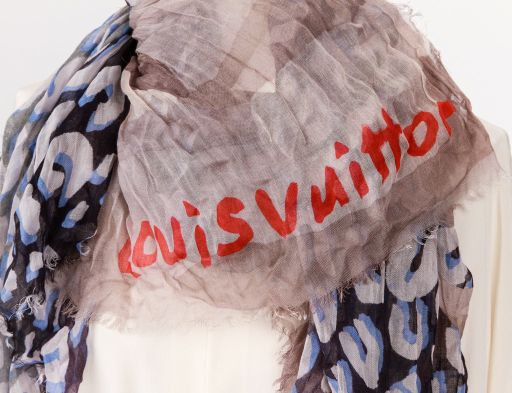 vuitton Sprouse logo cheetah print shwal