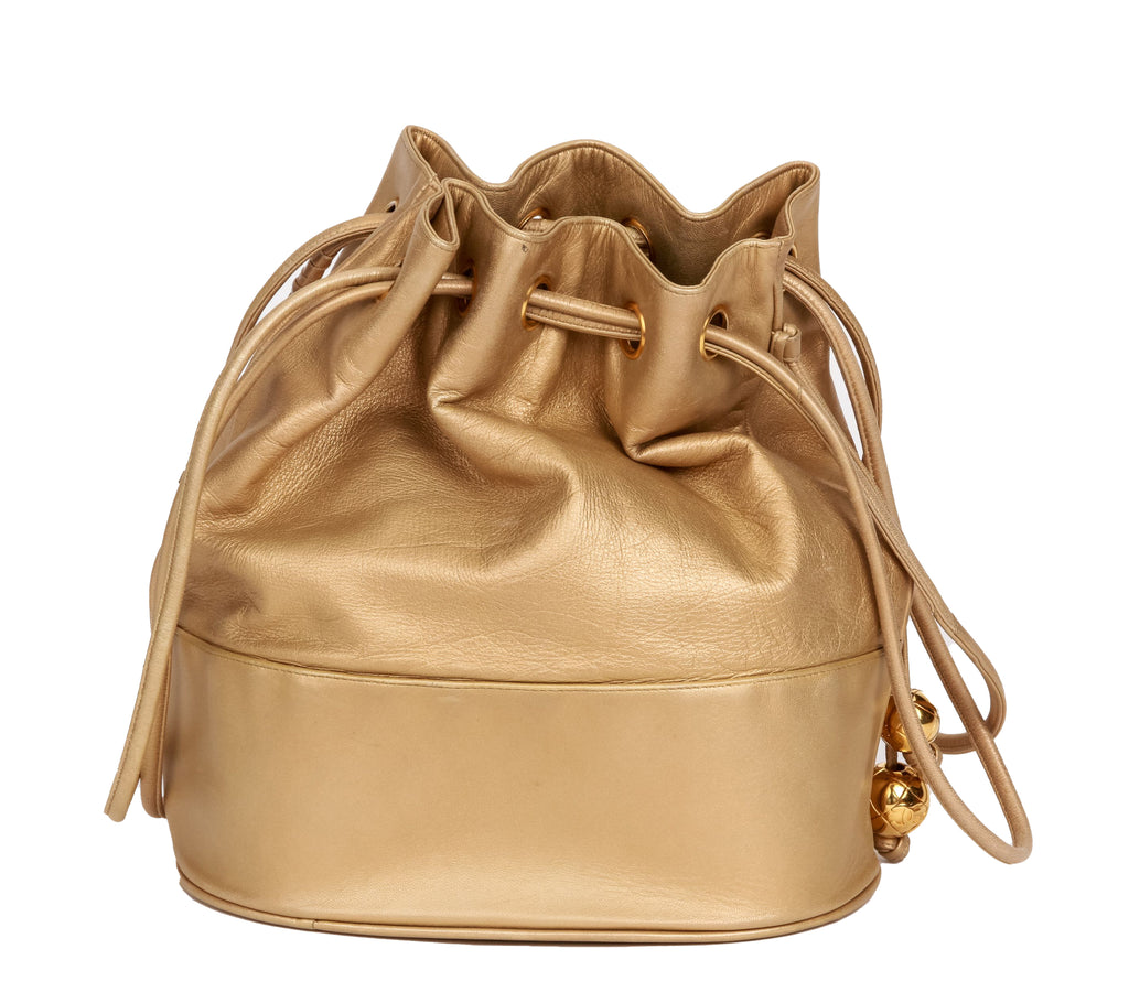 Chanel 90s Gold Lambskin Bucket Bag