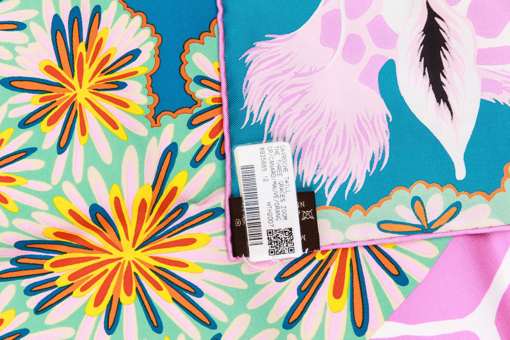 Hermès Pink Silk Giraffe Gavroche Scarf