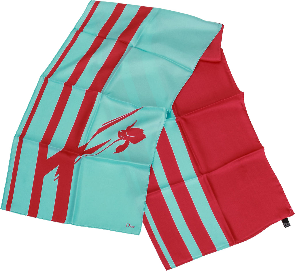 Dior brand new silk stole red & celeste