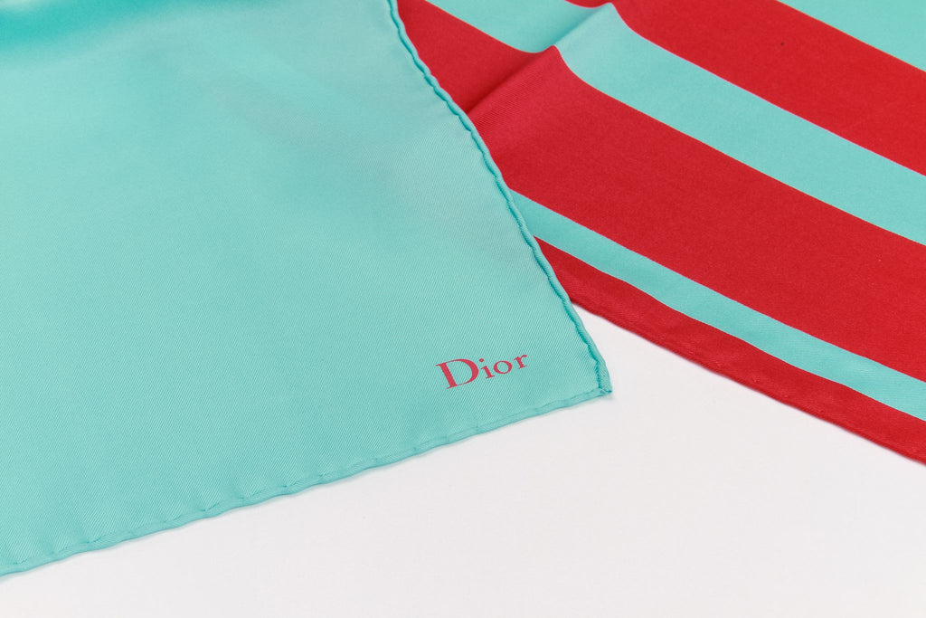 Dior brand new silk stole red & celeste
