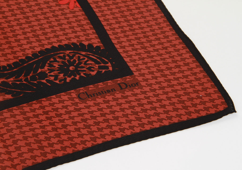 Dior Paisley Brown Black Silk Scarf