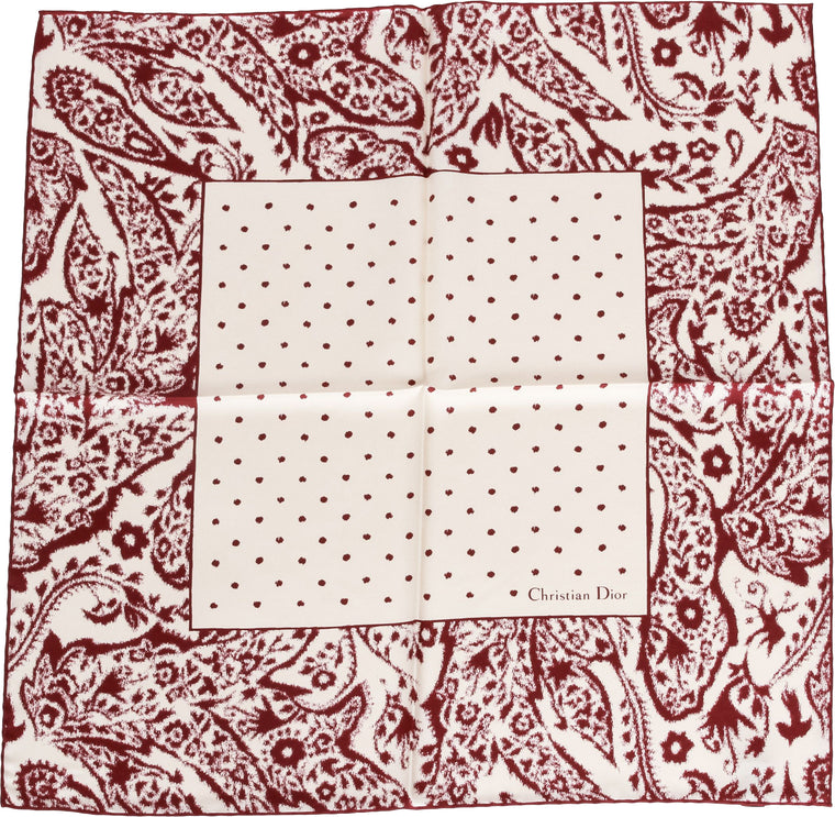 Dior new tribe burgundy/cream silk scarf