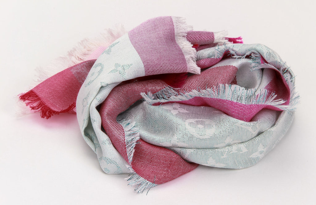 Vuitton celeste/pink/fuchsia lurex scarf