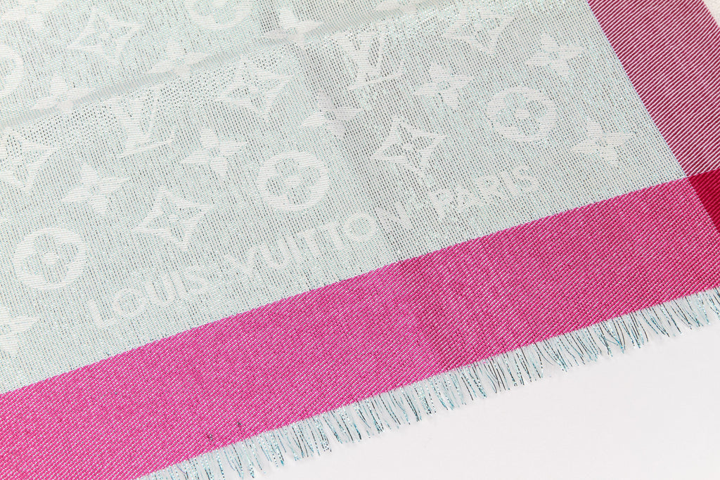 Vuitton celeste/pink/fuchsia lurex scarf