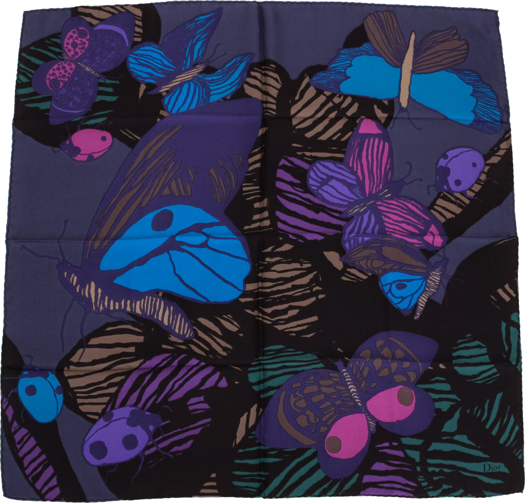Dior brand new black blue purple scarf
