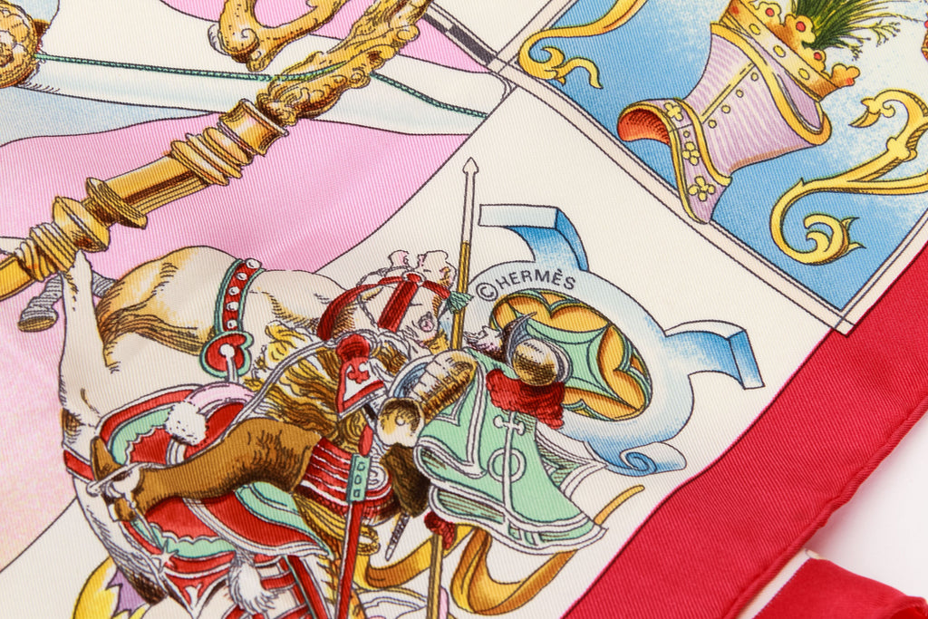 Hermes Silk Rare Colombus Red Scarf