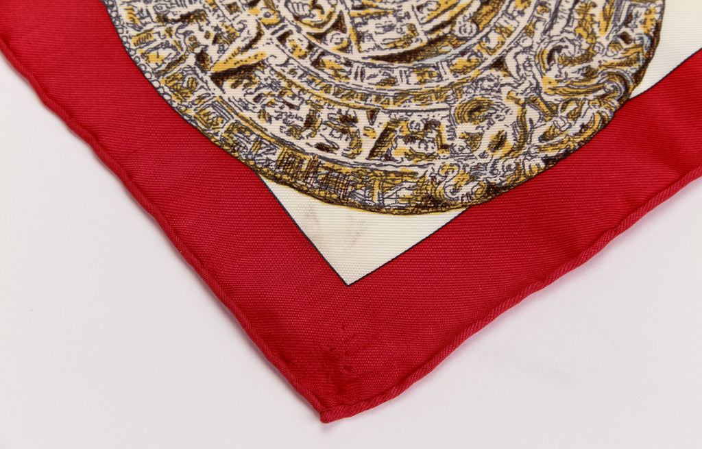 Hermes Silk Rare Colombus Red Scarf