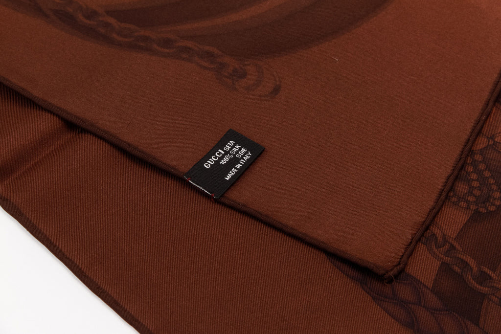Gucci brand new golden brown silk scarf