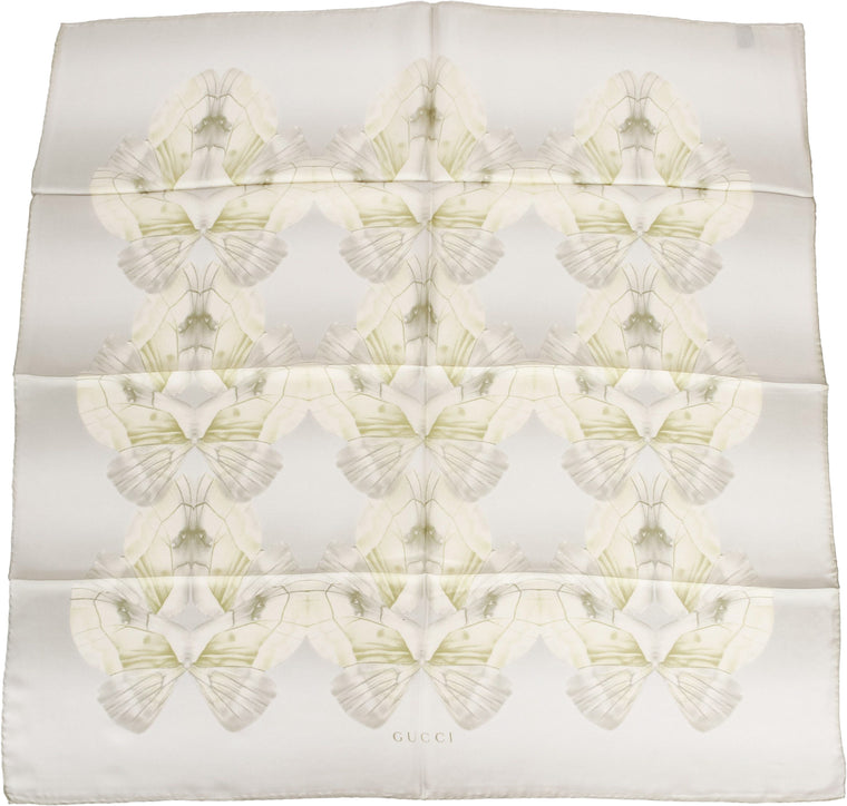Gucci new green butterflies silk scarf