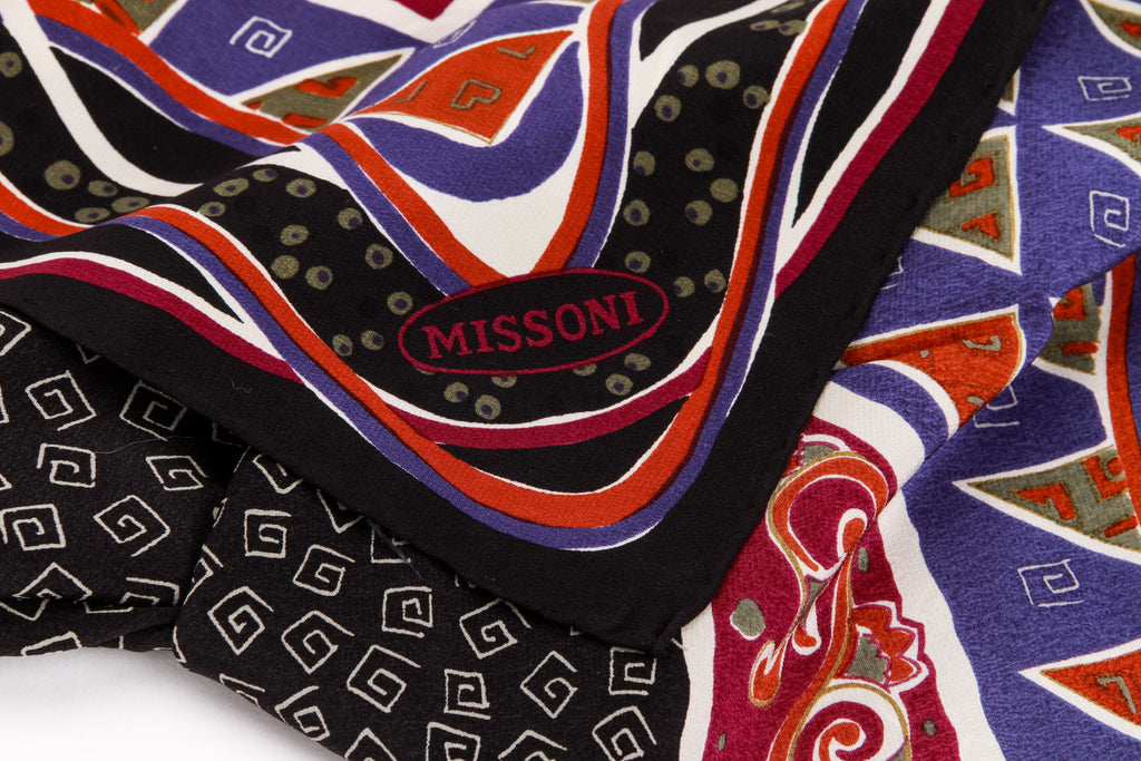 Missoni Multi Pattern Black Silk Scarf