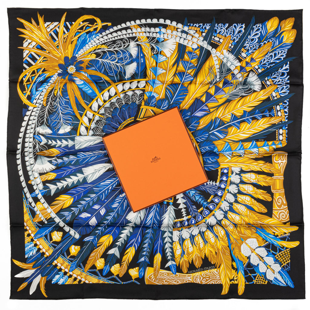 Hermès Black Danse Pacifique Silk Scarf