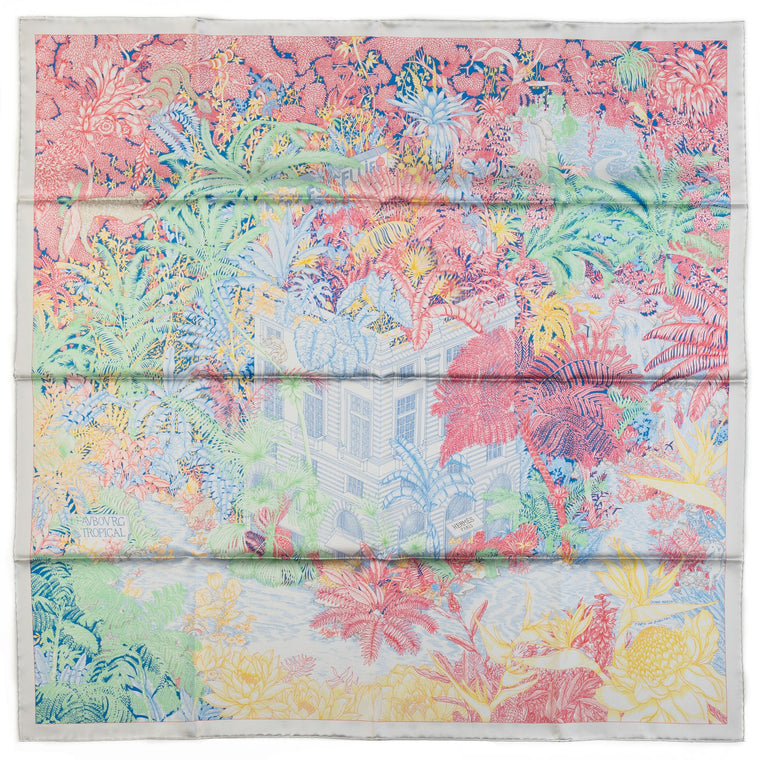 Hermès Tropical Garden Pastel Silk Scarf