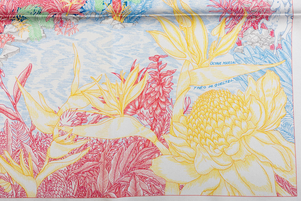 Hermès Tropical Garden Pastel Silk Scarf