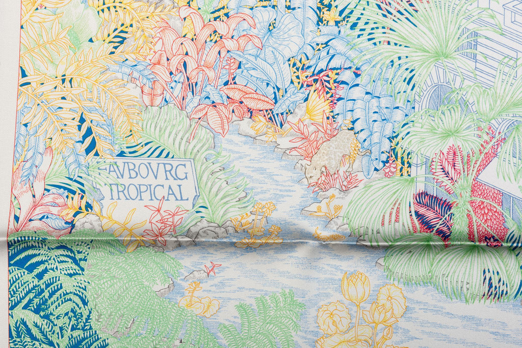 Hermès Tropical Garden Pastel Silk Scarf