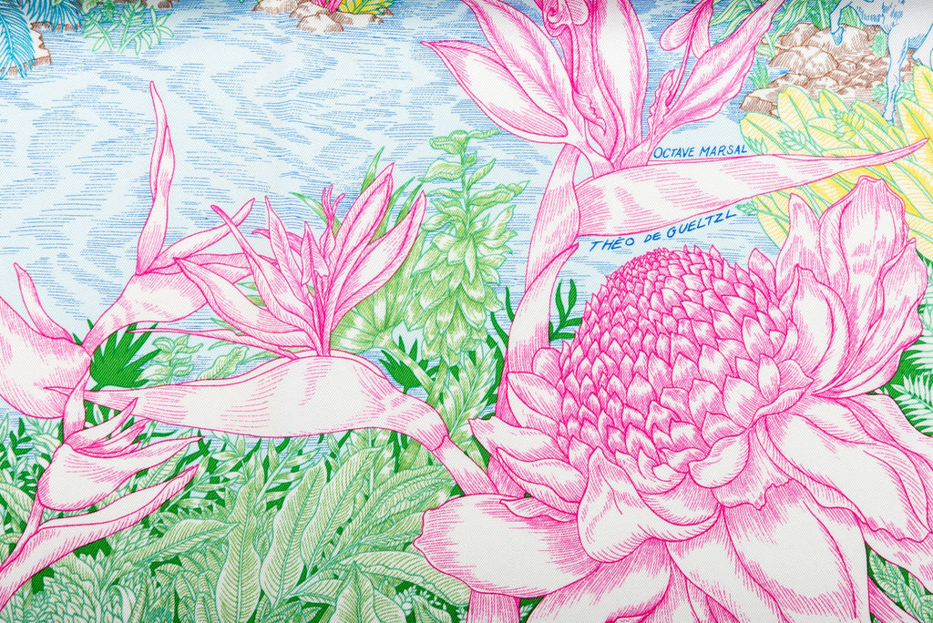 Hermès Tropical Garden Pastel Silk Scarf