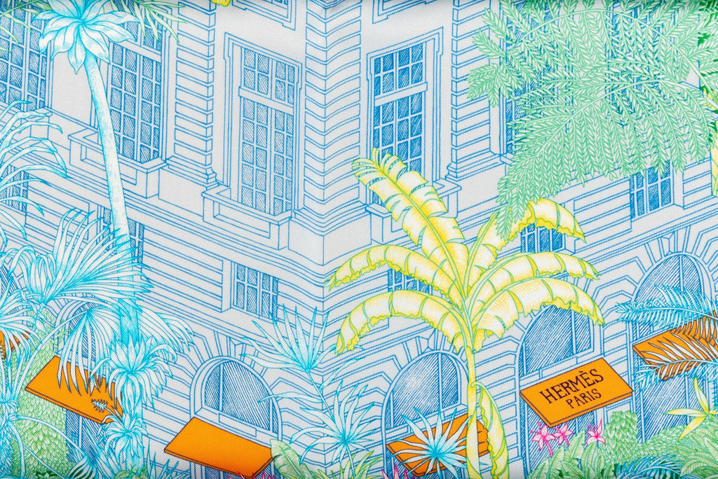 Hermès Tropical Garden Pastel Silk Scarf