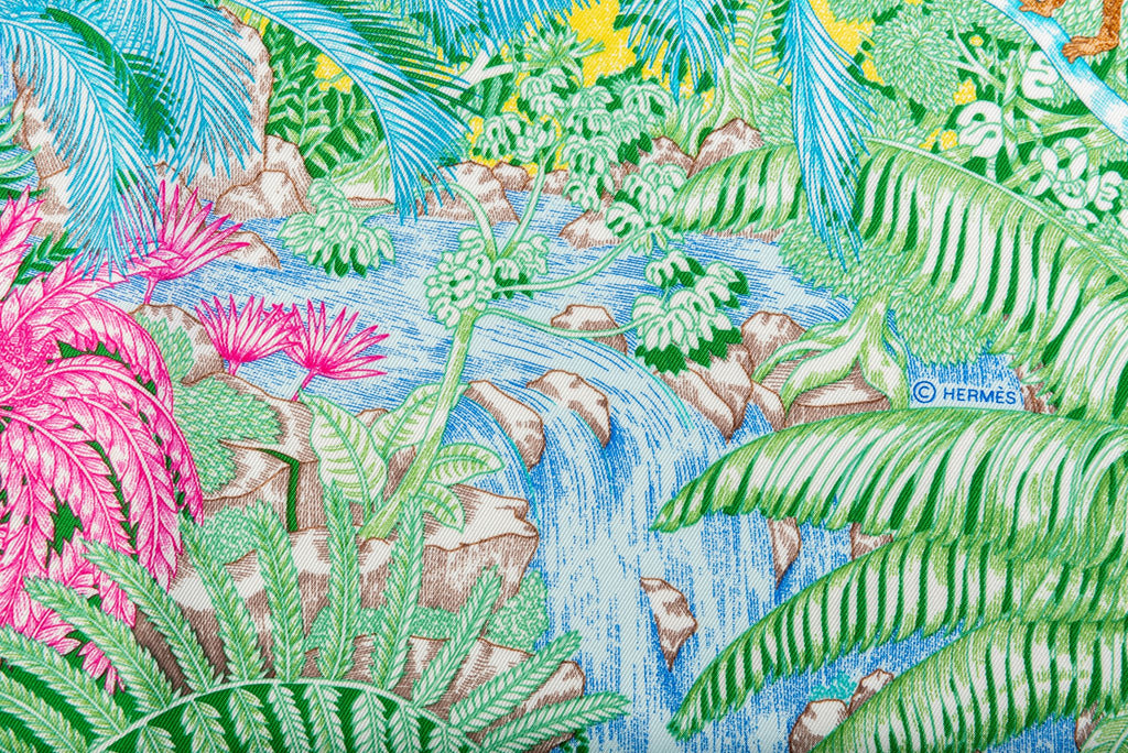 Hermès Tropical Garden Pastel Silk Scarf