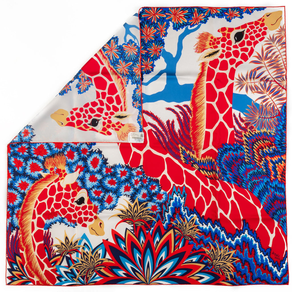 Hermès NIB Three Graces Red Blue Scarf