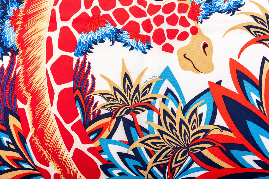 Hermès NIB Three Graces Red Blue Scarf