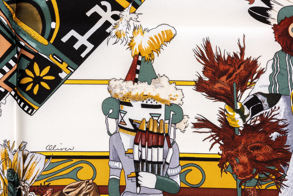 Hermès Kermit Oliver Kachinas Scarf