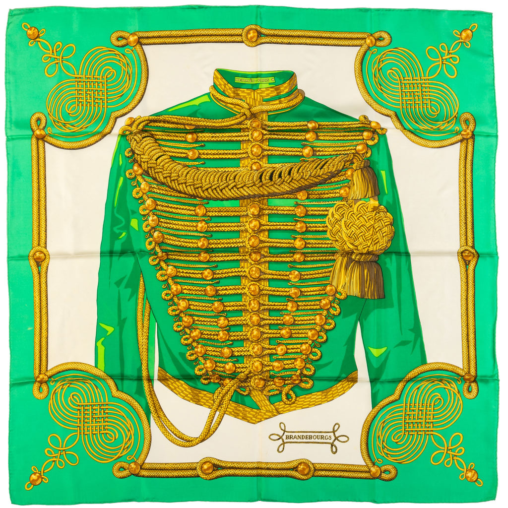 Hermès Brandebourg Green Silk Scarf