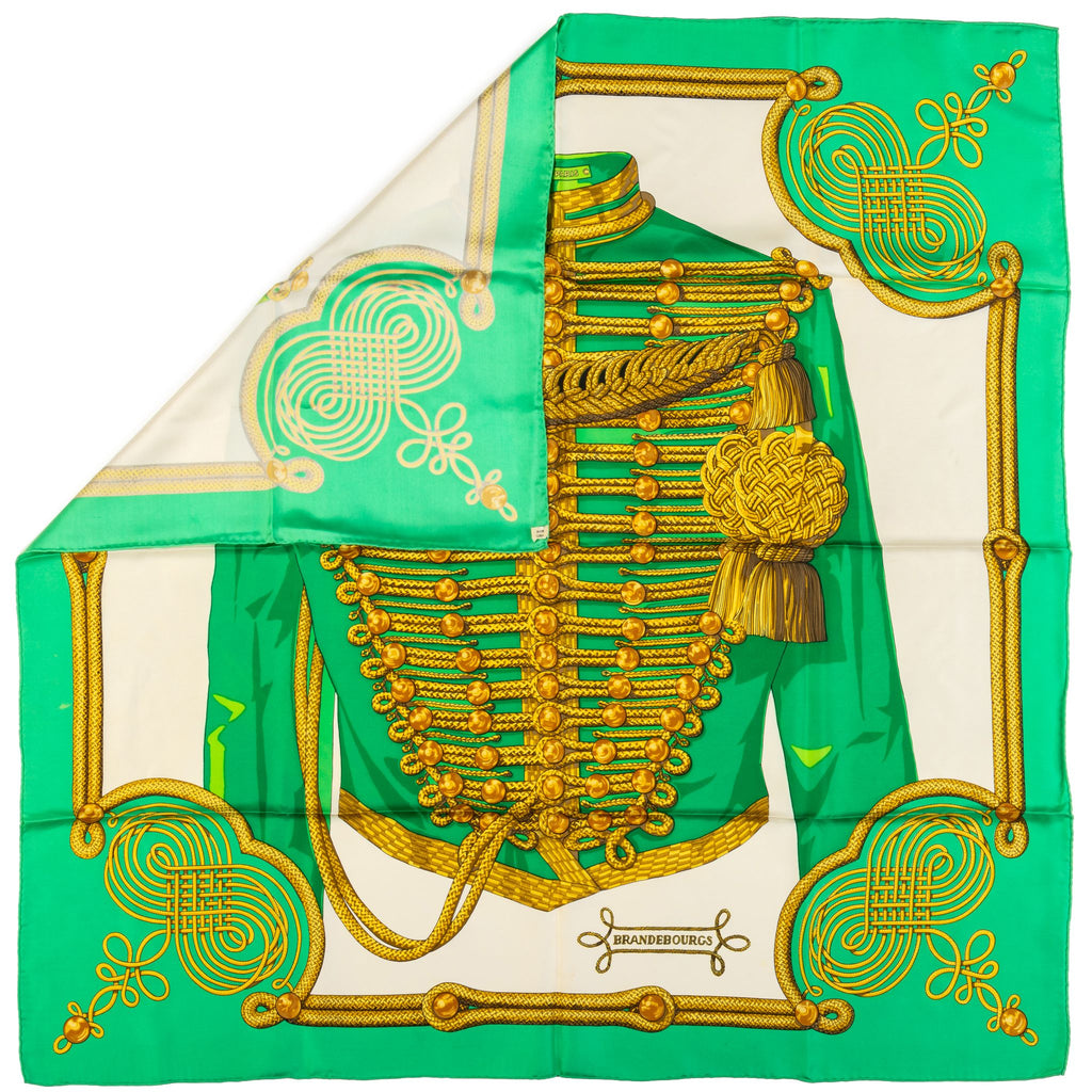 Hermès Brandebourg Green Silk Scarf