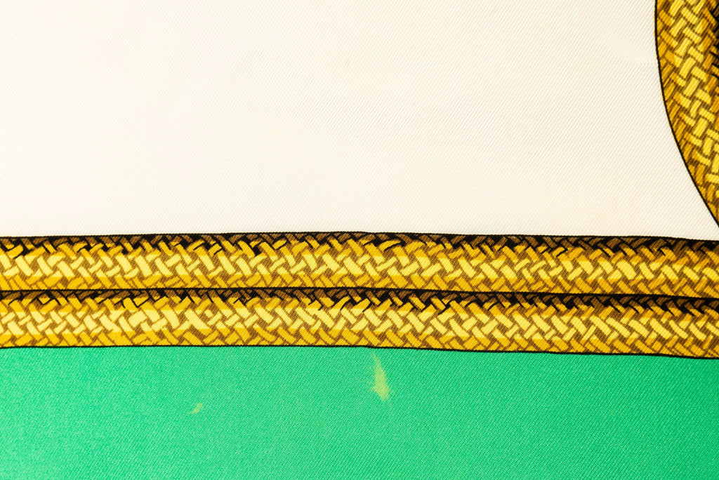 Hermès Brandebourg Green Silk Scarf