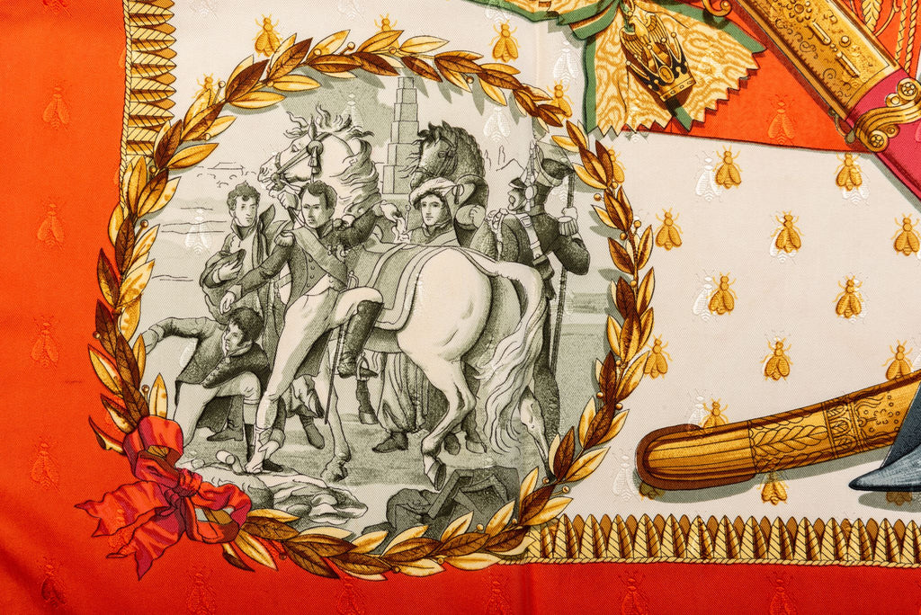 Hermès Napoleon Red Silk Scarf Ledoux