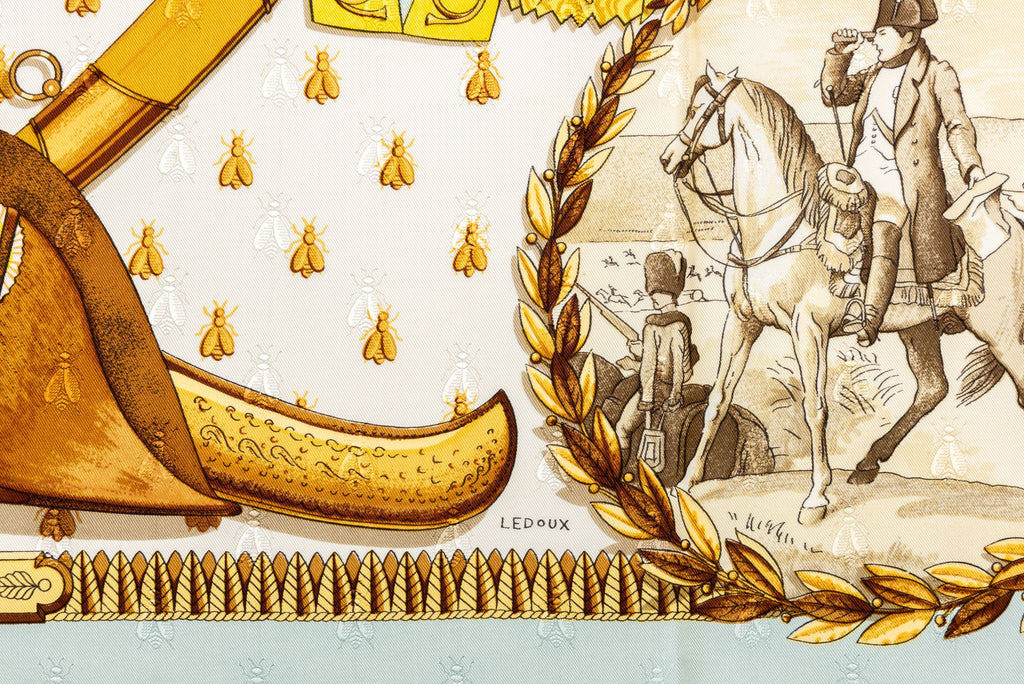 Hermès Napoleon Celest Silk Scarf Ledoux