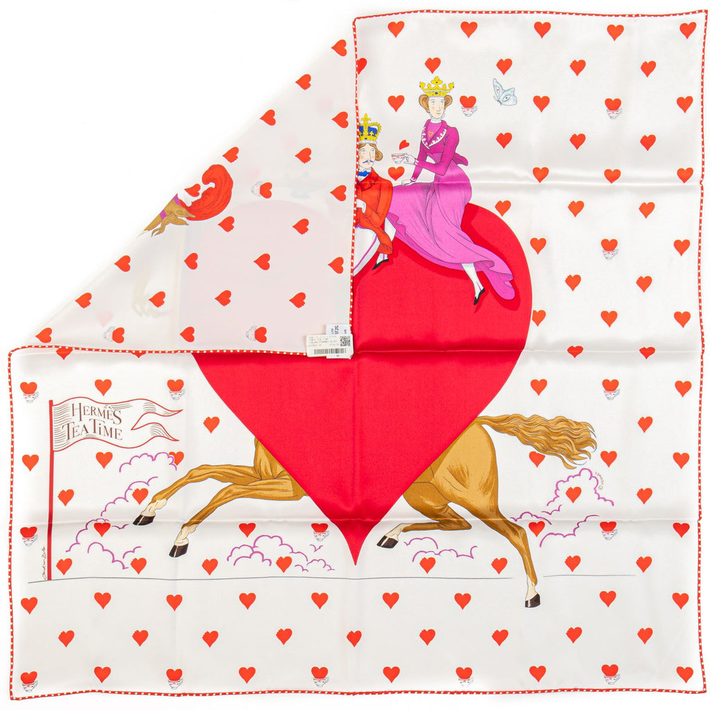Hermes New White Tea Time Silk Scarf
