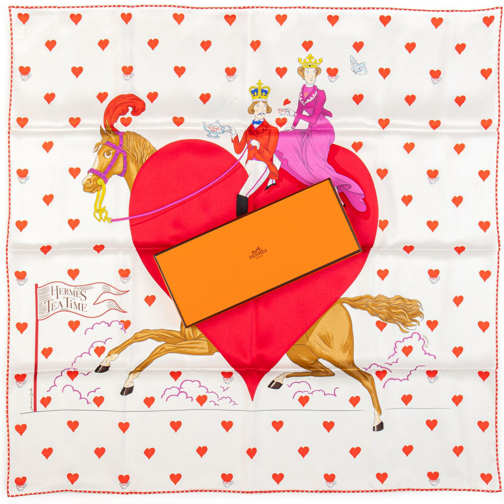 Hermes New White Tea Time Silk Scarf