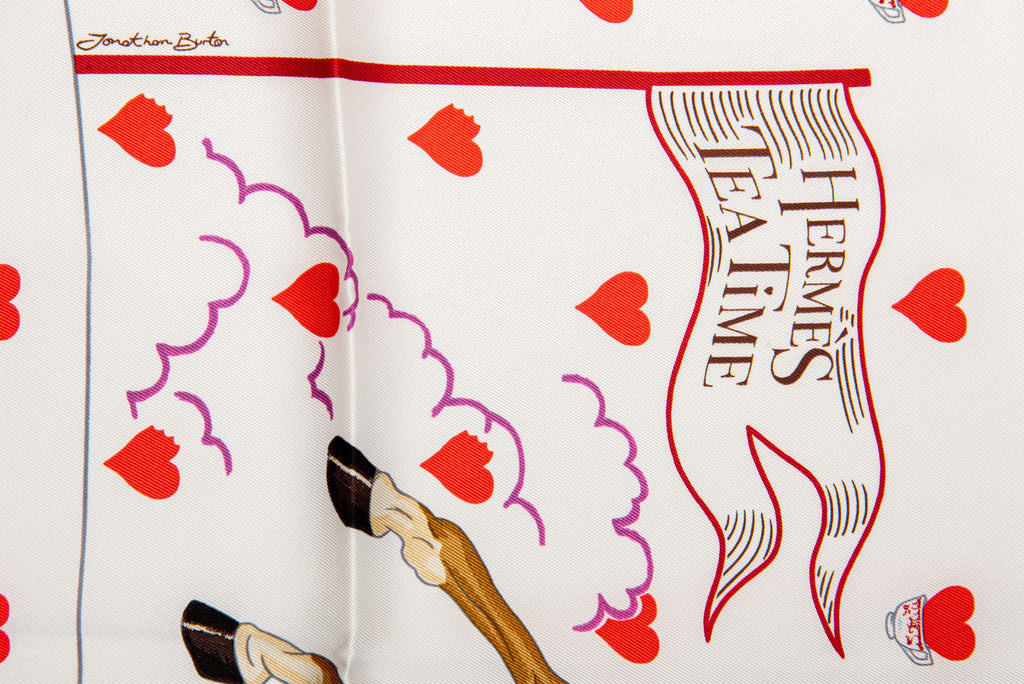 Hermes New White Tea Time Silk Scarf