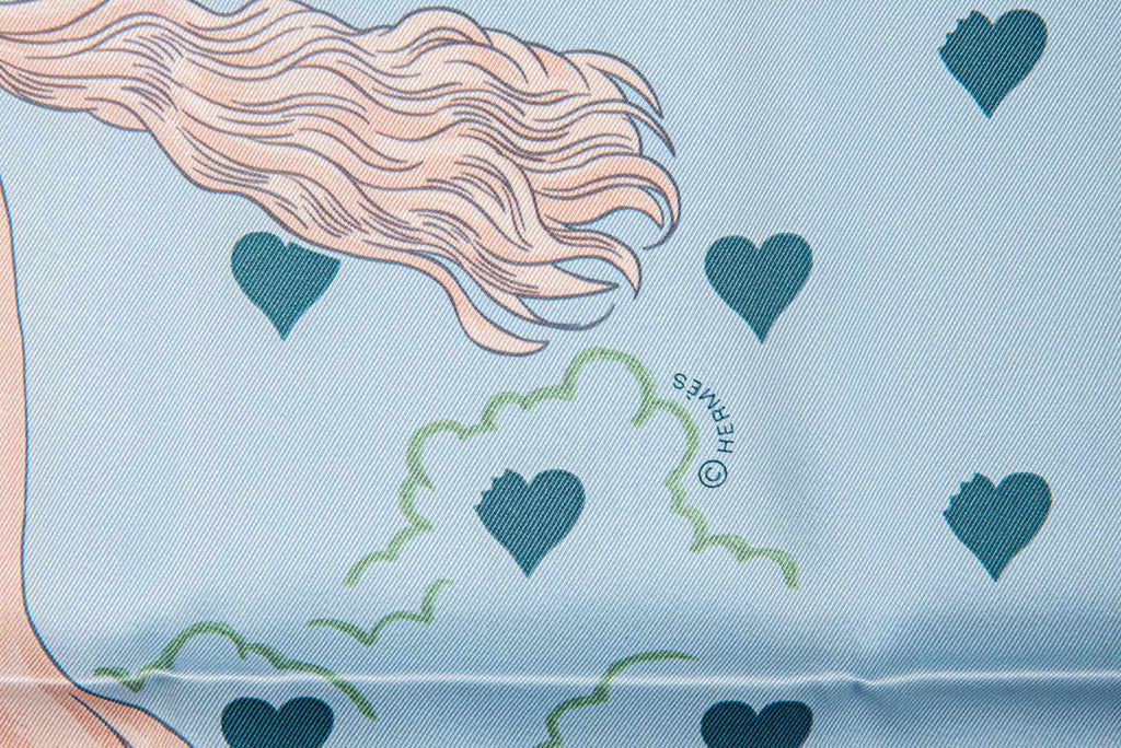 Hermès New Tea Time Celeste Silk Scarf