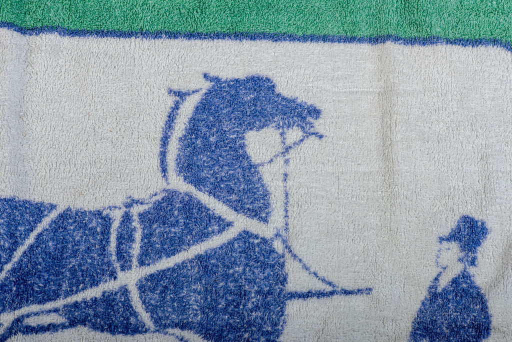 Hermes Vintage Carriage Blue Beach Towel