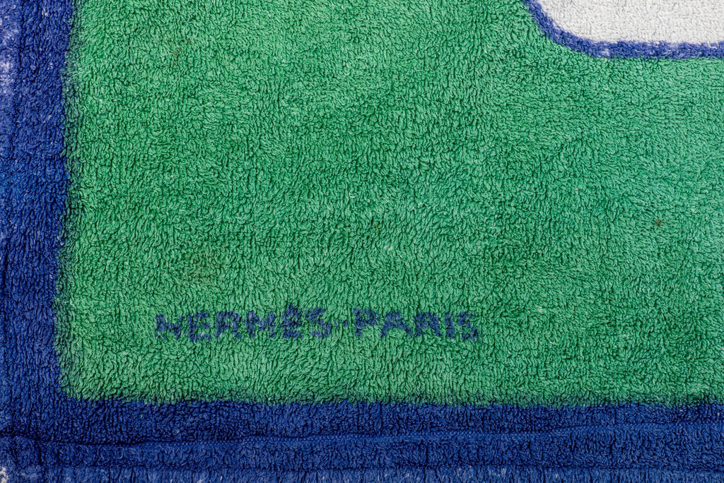 Hermes Vintage Carriage Blue Beach Towel