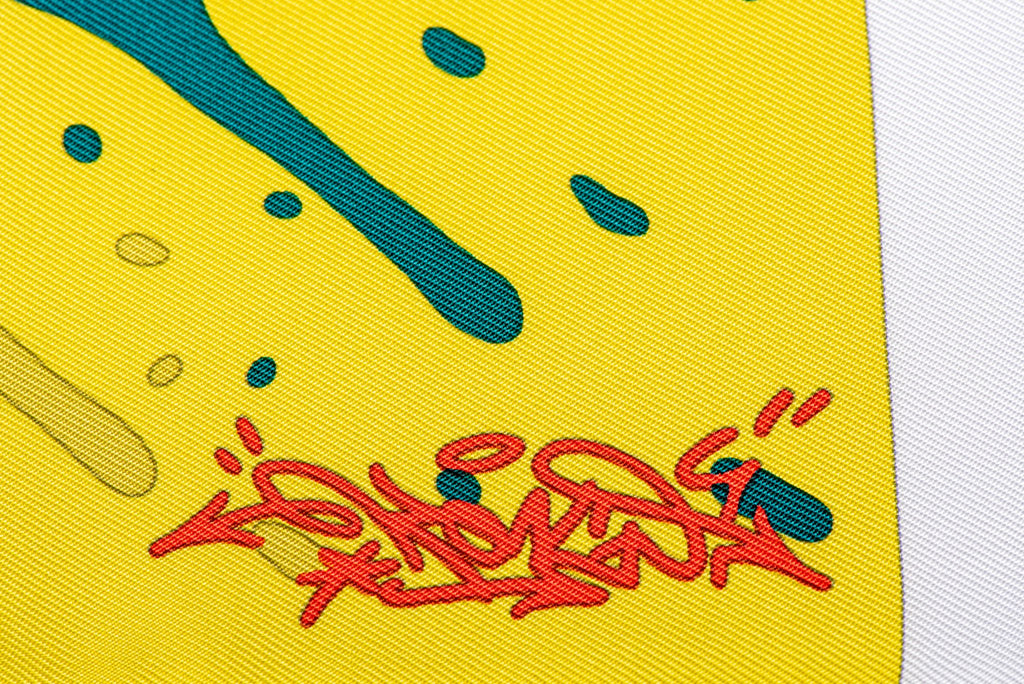 Hermès  BN Yellow Graffiti Silk Gavroche