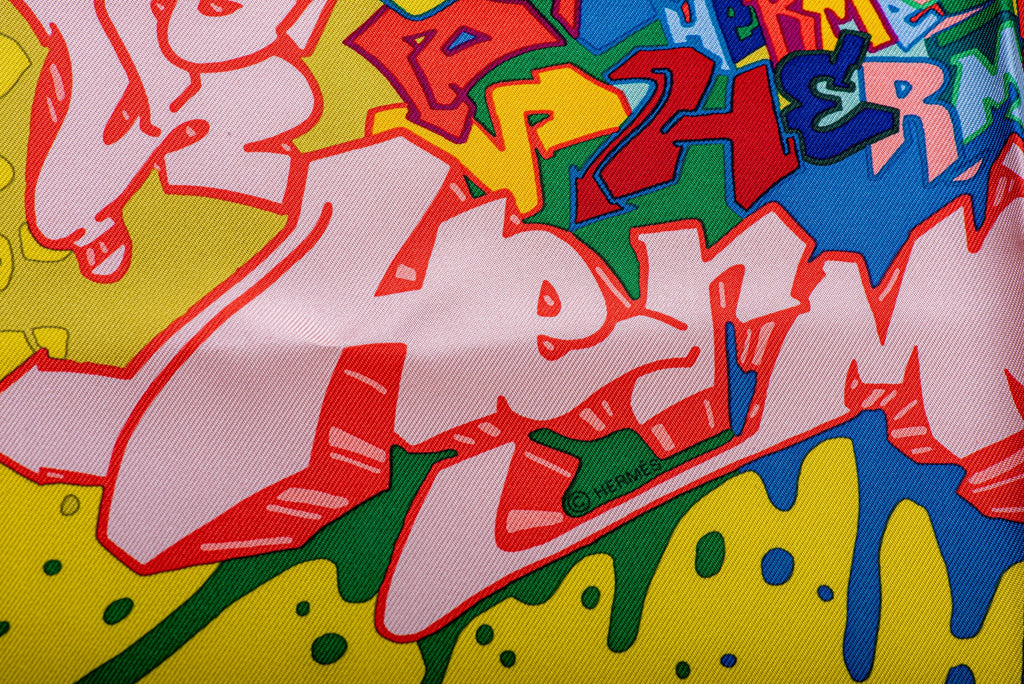 Hermès  BN Yellow Graffiti Silk Gavroche
