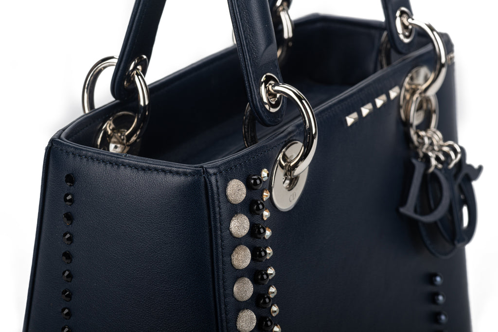 Dior Embellished Navy Lady Dior Medium