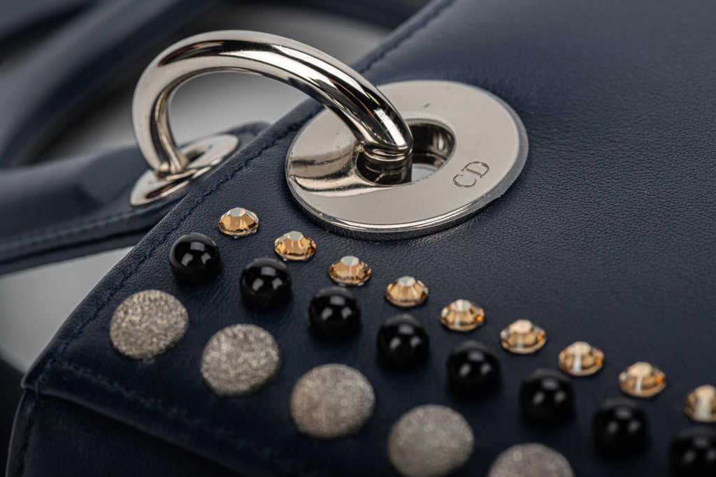 Dior Embellished Navy Lady Dior Medium