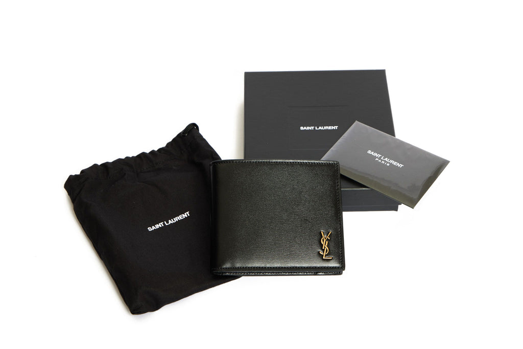 YSL NIB Black Leather Bifold Wallet