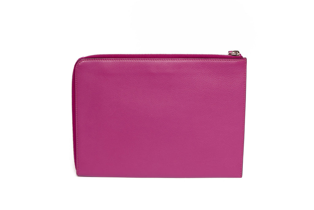 FENDI Fuchsia Leather Monster Clutch
