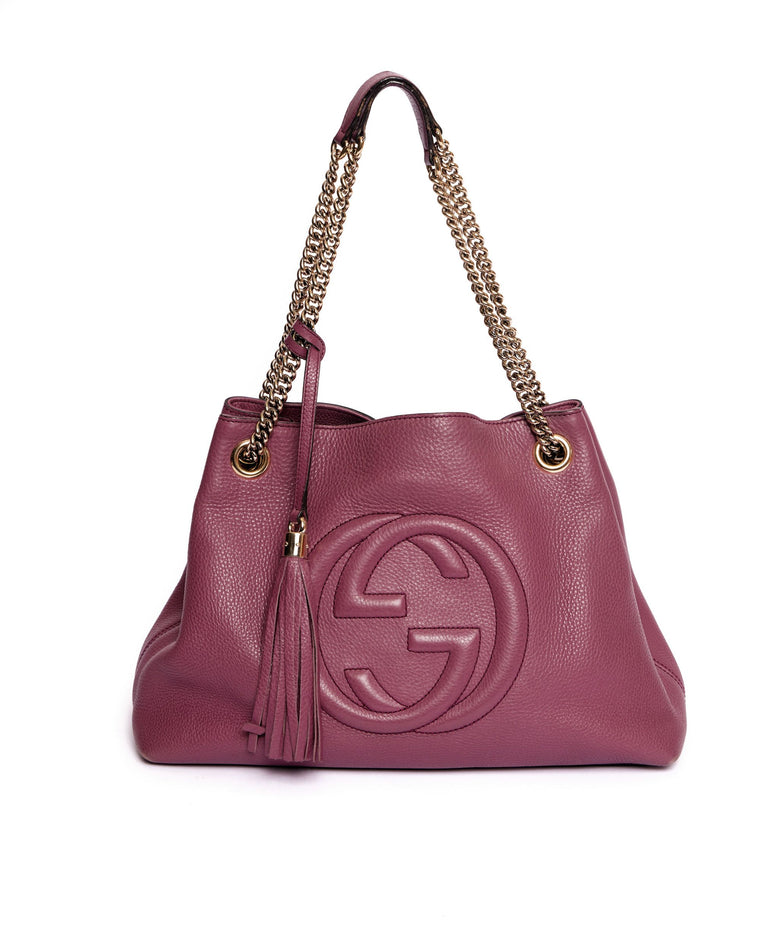 Gucci Purple Pebbled leather GG Bag