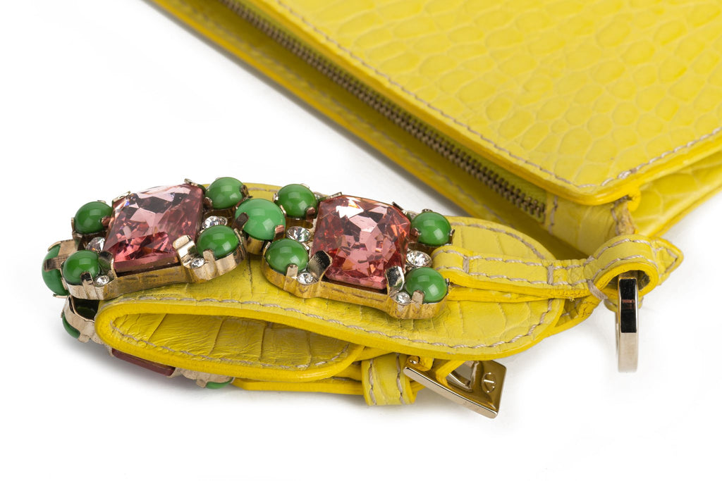 Valentino Croc print  Yellow Wrist Purse