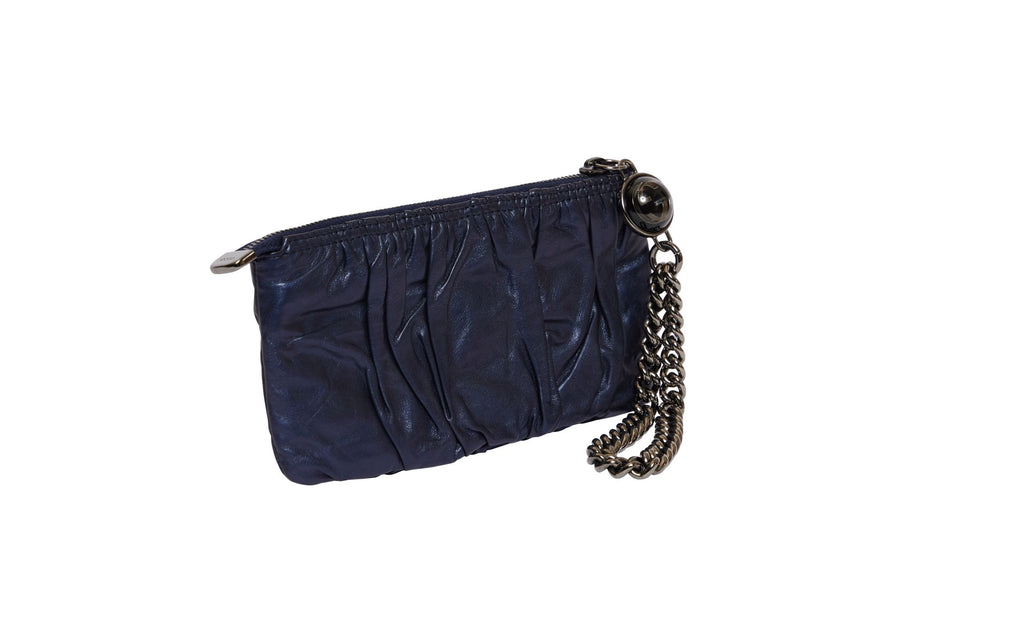 Gucci Preloved Blue Leather Wristlet