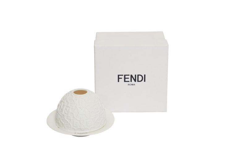 FENDI White Ceramic Candle Holder