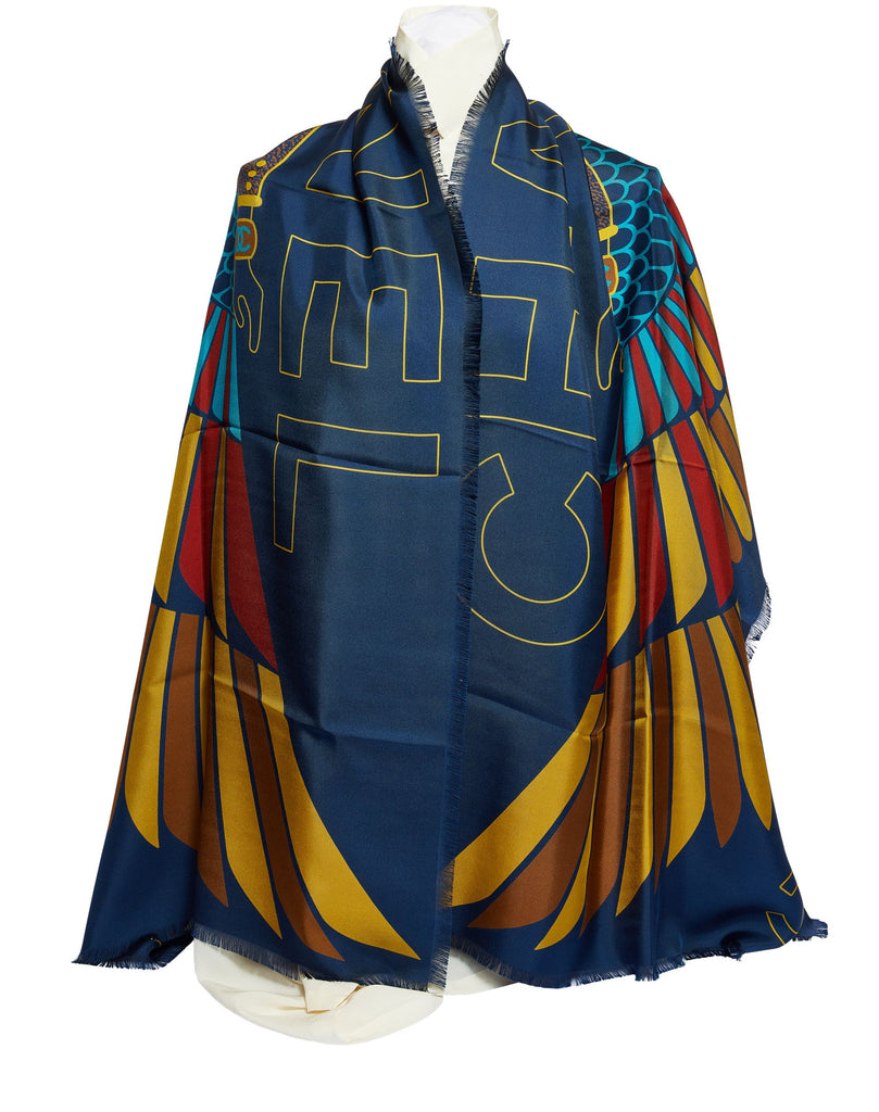 Chanel Blue Egyptian Silk Shawl