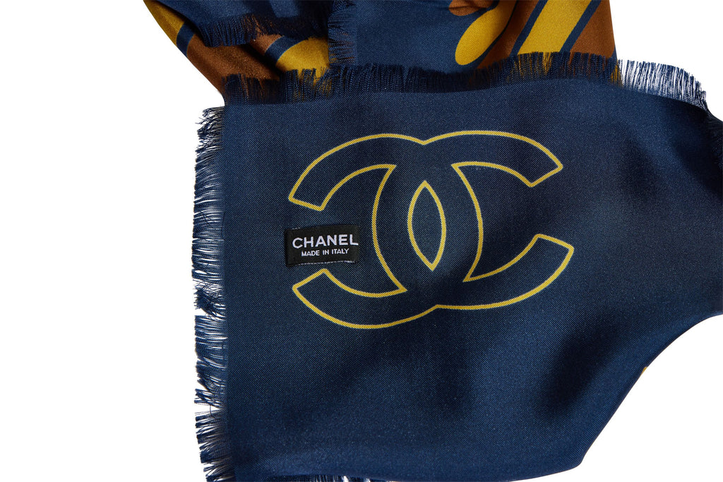 Chanel Blue Egyptian Silk Shawl